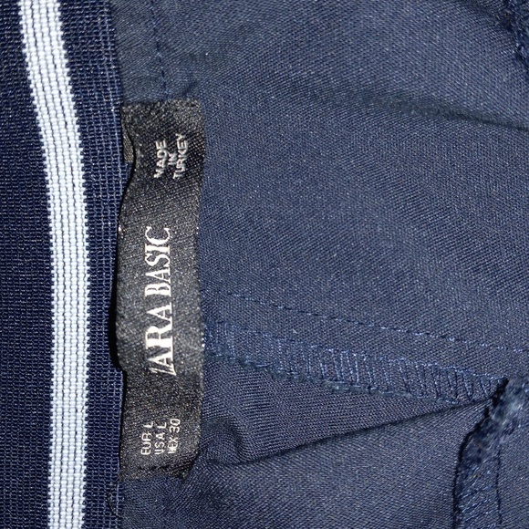 Zara Basic Turkey Women's Trousers Size US Large Navy Blue Pockets Elastic Waist - Picture 2 of 10